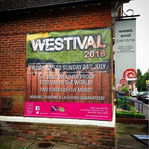 Westival 2.6m outdoor banner with hems and eyelets